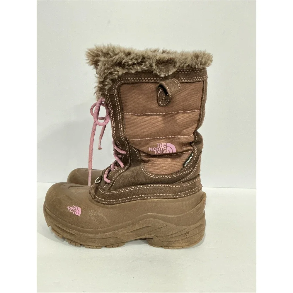 The North Face Kids Size 2 Winter Boots, Heat Seeker, Brown W/Pink, Waterproof